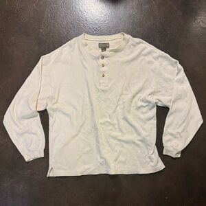 VTG Structure 100% Cotton Henley Ribbed Pullover Size L